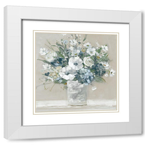 Neutral Bouquet White Modern Wood Framed Art Print with Double Matting by Swatland, Sally