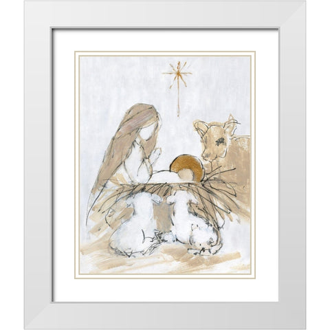Holy Night Manger White Modern Wood Framed Art Print with Double Matting by Swatland, Sally