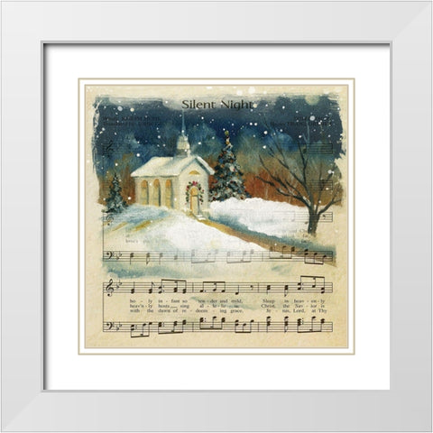 Silent Night White Modern Wood Framed Art Print with Double Matting by Robinson, Carol