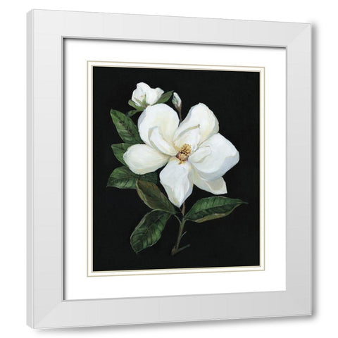 Midnight Magnolia White Modern Wood Framed Art Print with Double Matting by Swatland, Sally