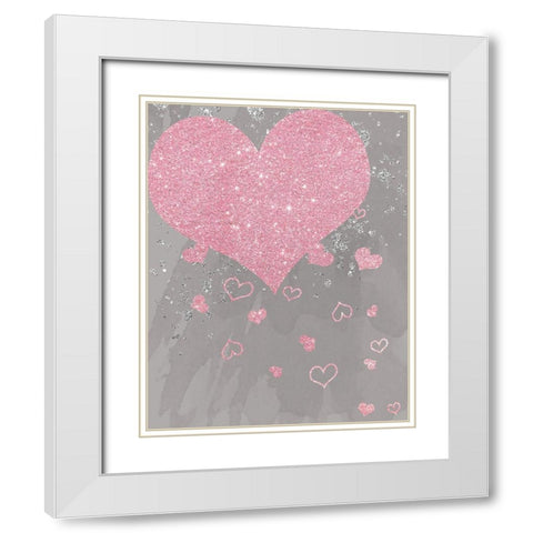 Sparkling Love White Modern Wood Framed Art Print with Double Matting by Santiago, Daniela
