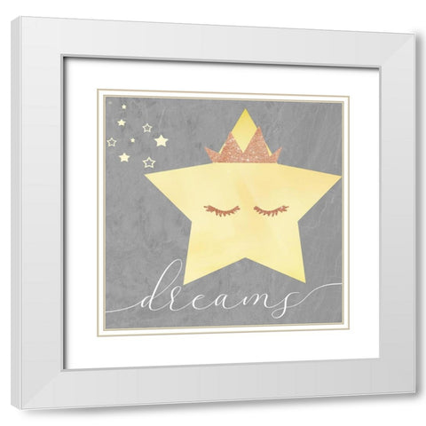 Dreams White Modern Wood Framed Art Print with Double Matting by Santiago, Daniela