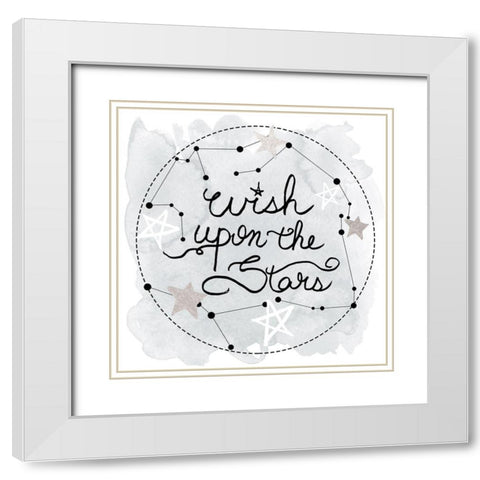 Wish Upon the Stars White Modern Wood Framed Art Print with Double Matting by Santiago, Daniela