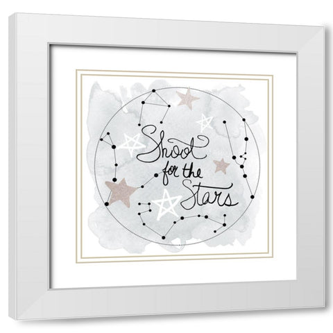 Shoot For the Stars White Modern Wood Framed Art Print with Double Matting by Santiago, Daniela