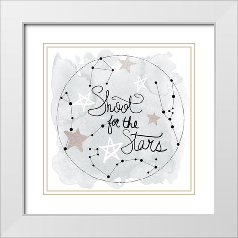 Shoot For the Stars White Modern Wood Framed Art Print with Double Matting by Santiago, Daniela