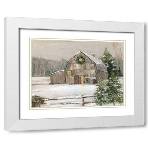 Winter Barn White Modern Wood Framed Art Print with Double Matting by Swatland, Sally