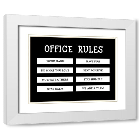 Office Rules White Modern Wood Framed Art Print with Double Matting by CAD Designs