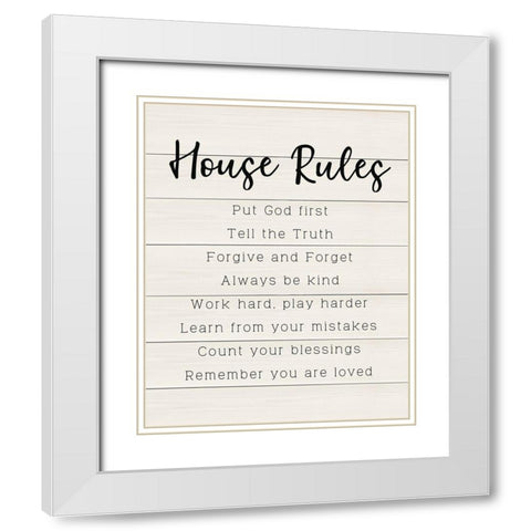 House Rules White Modern Wood Framed Art Print with Double Matting by CAD Designs