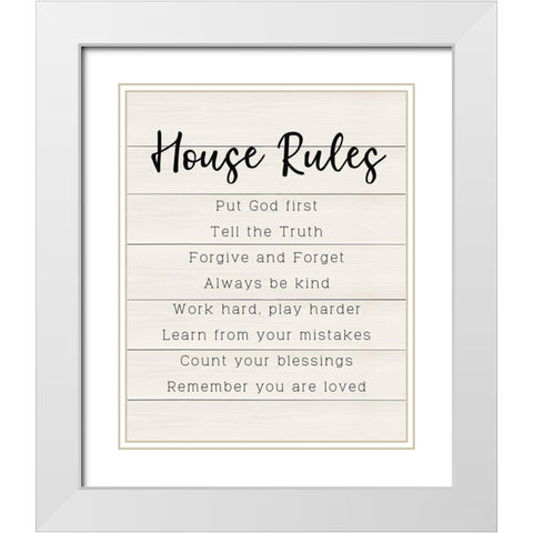House Rules White Modern Wood Framed Art Print with Double Matting by CAD Designs