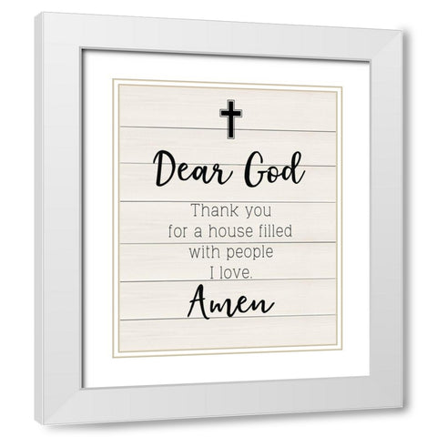 Dear God White Modern Wood Framed Art Print with Double Matting by CAD Designs
