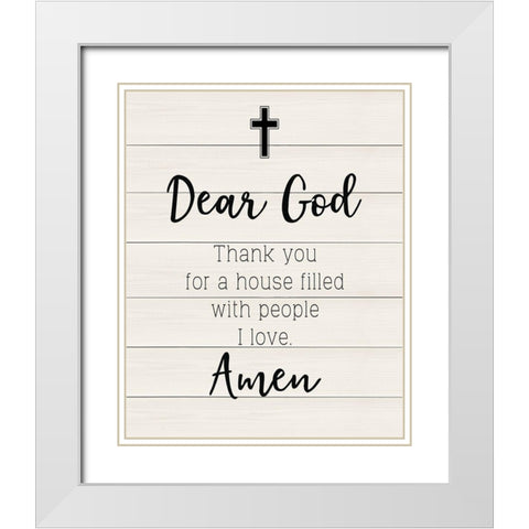 Dear God White Modern Wood Framed Art Print with Double Matting by CAD Designs