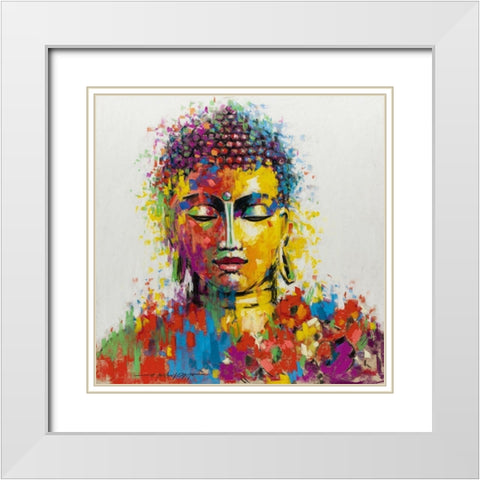 Buddha White Modern Wood Framed Art Print with Double Matting by Orme, E. Anthony