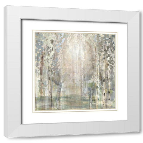 Birch Wood Clearing White Modern Wood Framed Art Print with Double Matting by Jill, Susan