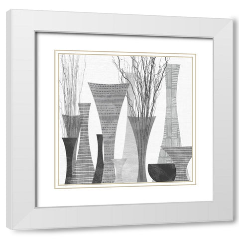 Silhouette Vases White Modern Wood Framed Art Print with Double Matting by Jill, Susan