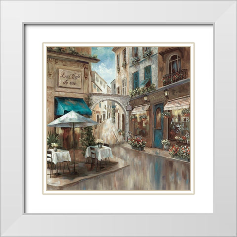 Provence Cafe I White Modern Wood Framed Art Print with Double Matting by Nan