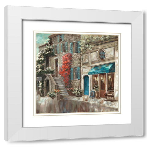 Provence Cafe II White Modern Wood Framed Art Print with Double Matting by Nan