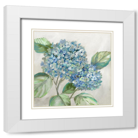 Hydrangea Beauty I White Modern Wood Framed Art Print with Double Matting by Nan