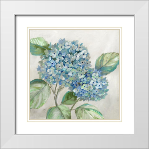 Hydrangea Beauty I White Modern Wood Framed Art Print with Double Matting by Nan