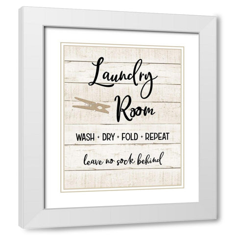 Laundry Pin I White Modern Wood Framed Art Print with Double Matting by CAD Designs
