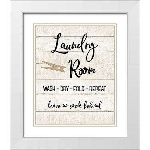 Laundry Pin I White Modern Wood Framed Art Print with Double Matting by CAD Designs