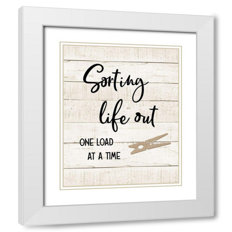 Laundry Pin II White Modern Wood Framed Art Print with Double Matting by CAD Designs