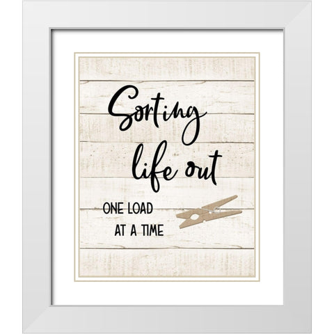 Laundry Pin II White Modern Wood Framed Art Print with Double Matting by CAD Designs