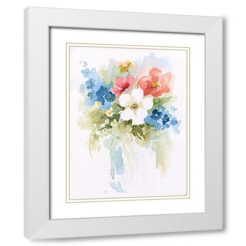 Spring Medley I White Modern Wood Framed Art Print with Double Matting by Nan