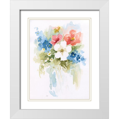 Spring Medley I White Modern Wood Framed Art Print with Double Matting by Nan