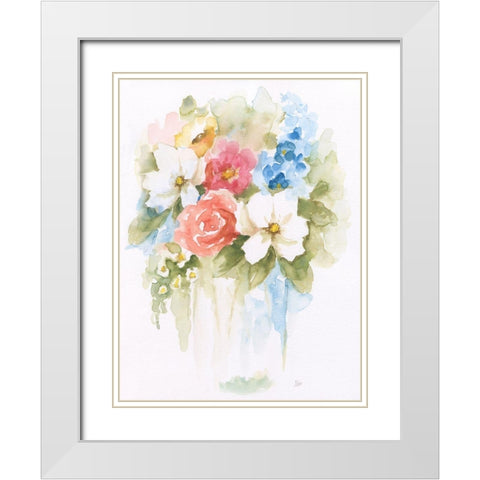 Spring Medley II White Modern Wood Framed Art Print with Double Matting by Nan