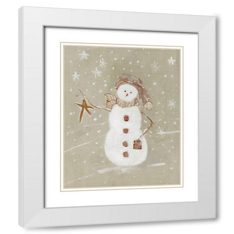 Linen Snowman II White Modern Wood Framed Art Print with Double Matting by Swatland, Sally