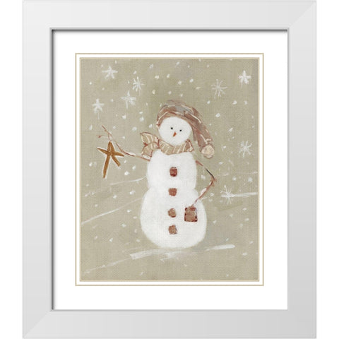 Linen Snowman II White Modern Wood Framed Art Print with Double Matting by Swatland, Sally