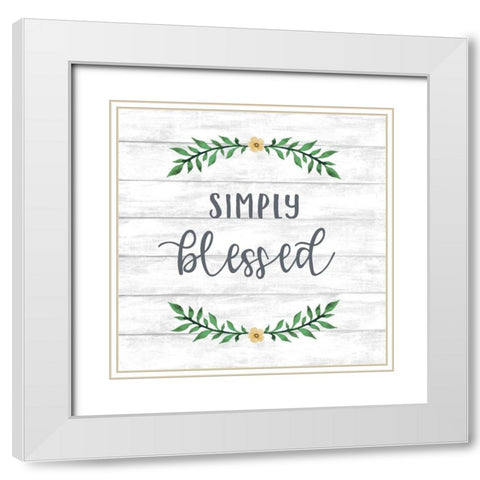 Simply Blessed Wreath White Modern Wood Framed Art Print with Double Matting by Knutsen, Conrad