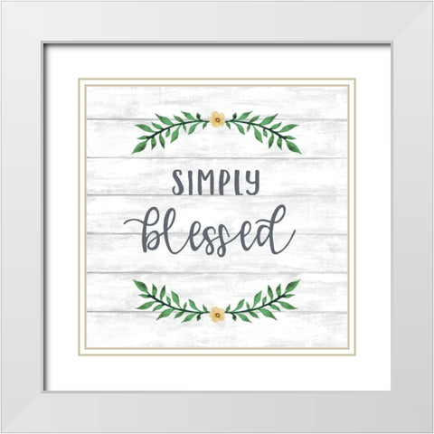 Simply Blessed Wreath White Modern Wood Framed Art Print with Double Matting by Knutsen, Conrad