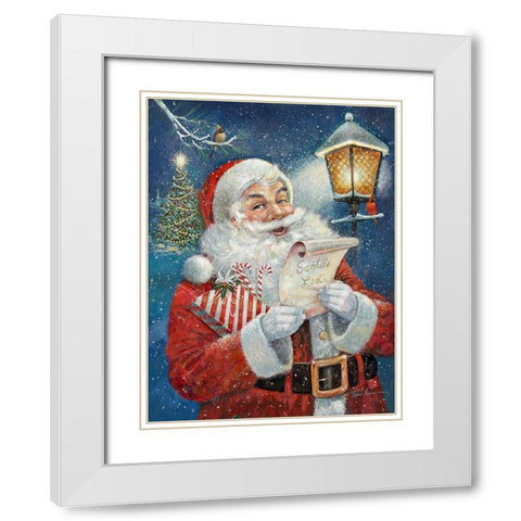 Santas List White Modern Wood Framed Art Print with Double Matting by Manning, Ruane