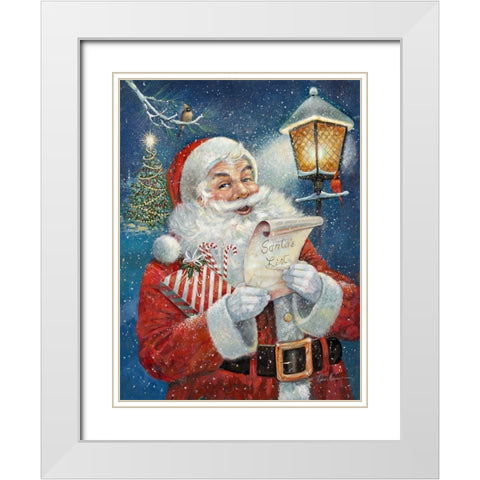 Santas List White Modern Wood Framed Art Print with Double Matting by Manning, Ruane