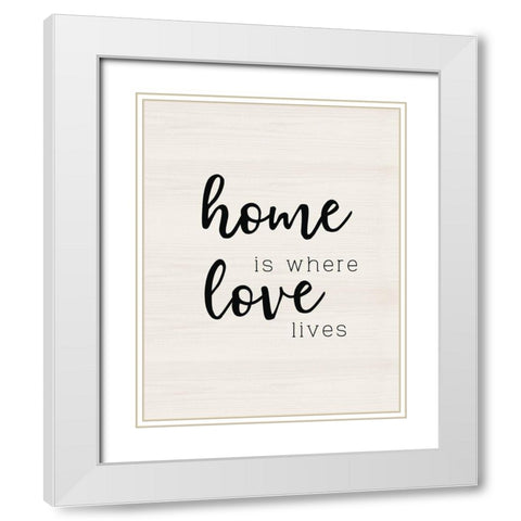 Love Lives White Modern Wood Framed Art Print with Double Matting by CAD Designs