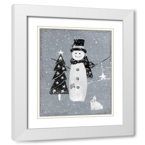 Galvanized Snowman I White Modern Wood Framed Art Print with Double Matting by Swatland, Sally