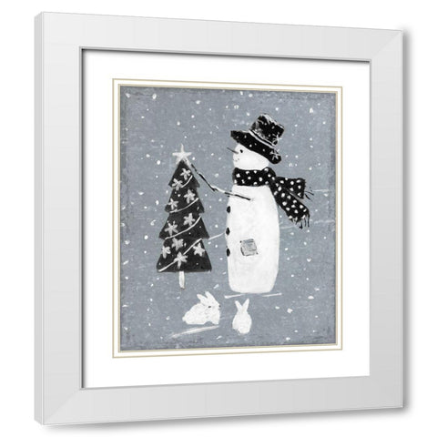 Galvanized Snowman II White Modern Wood Framed Art Print with Double Matting by Swatland, Sally