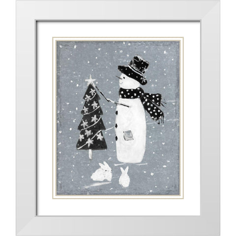 Galvanized Snowman II White Modern Wood Framed Art Print with Double Matting by Swatland, Sally