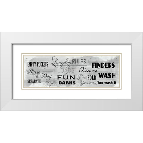 Laundry Rules White Modern Wood Framed Art Print with Double Matting by Santiago, Daniela