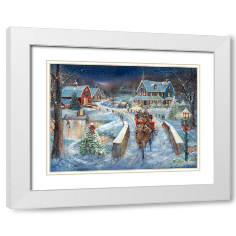 Evening Sleigh Bells White Modern Wood Framed Art Print with Double Matting by Manning, Ruane