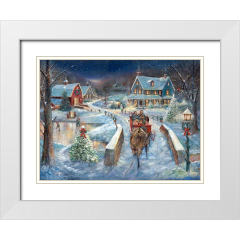 Evening Sleigh Bells White Modern Wood Framed Art Print with Double Matting by Manning, Ruane