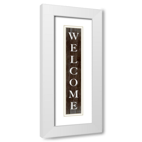 Welcome White Modern Wood Framed Art Print with Double Matting by CAD Designs