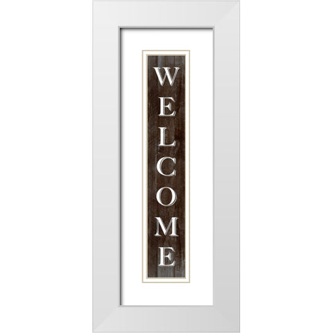 Welcome White Modern Wood Framed Art Print with Double Matting by CAD Designs