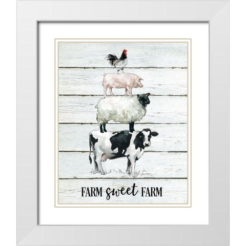Farm Sweet Farm White Modern Wood Framed Art Print with Double Matting by Robinson, Carol