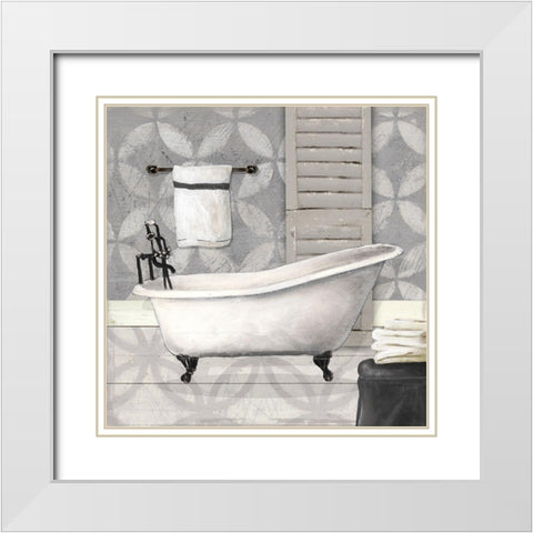 Grey Bath I White Modern Wood Framed Art Print with Double Matting by Robinson, Carol