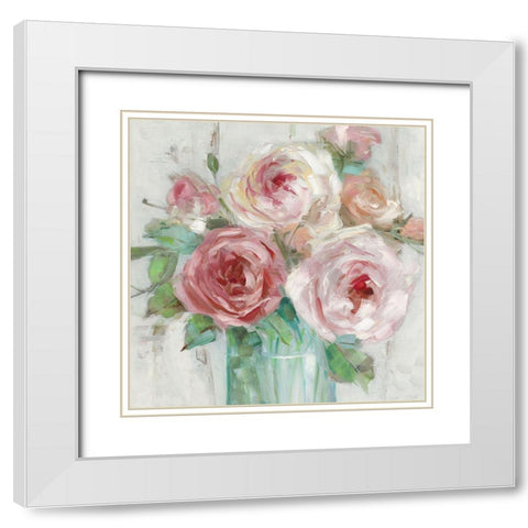 Cottage Bouquet White Modern Wood Framed Art Print with Double Matting by Swatland, Sally