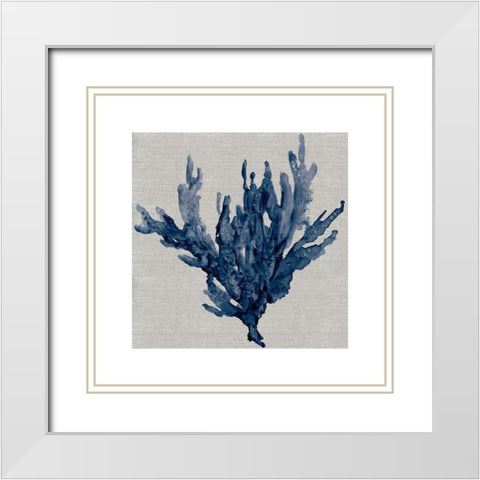 Linen Sea Coral I White Modern Wood Framed Art Print with Double Matting by Robinson, Carol