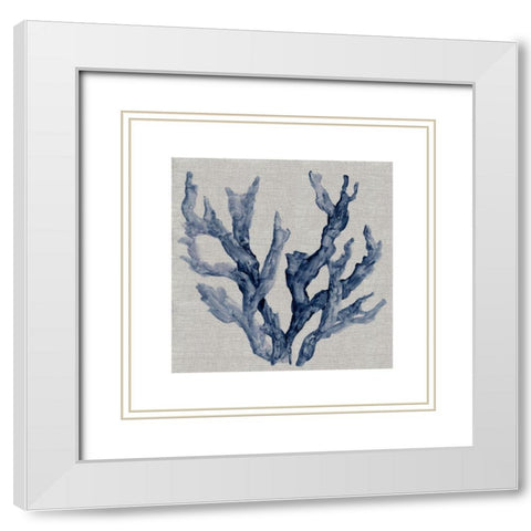 Linen Sea Coral IV White Modern Wood Framed Art Print with Double Matting by Robinson, Carol