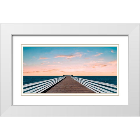West Coast Sunset White Modern Wood Framed Art Print with Double Matting by Carpentieri, Natalie